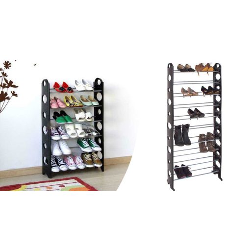 10-radový regál na topánky- čierny