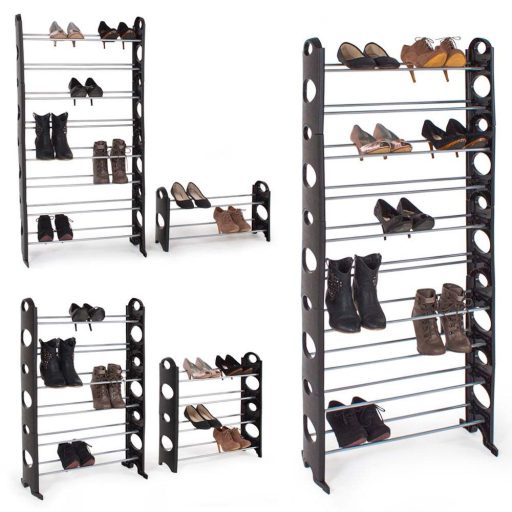 10-radový regál na topánky- čierny