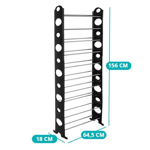 10-radový regál na topánky- čierny