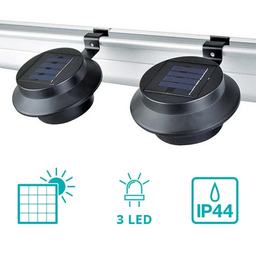 Solárna lampa na odkvap vo voliteľných farbách- 2 ks- Čierna