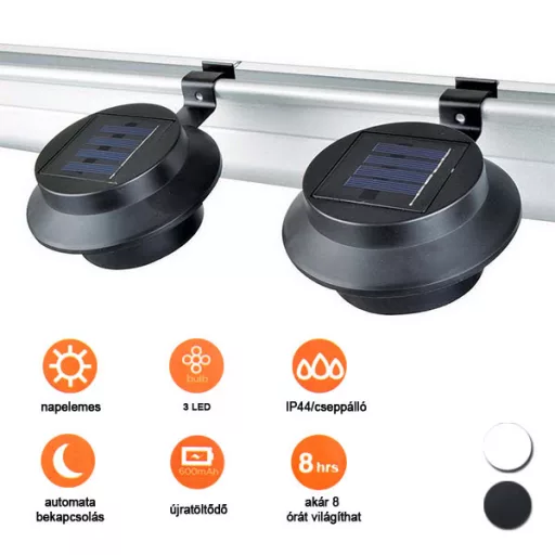 Solárna lampa na odkvap vo voliteľných farbách- 2 ks