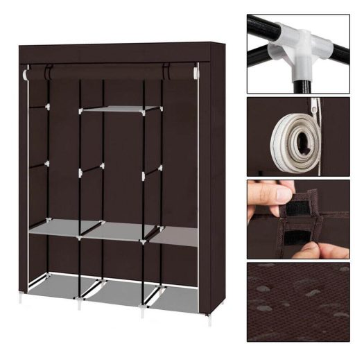 Mobilný šatník 130x45x170 cm- Hnedý