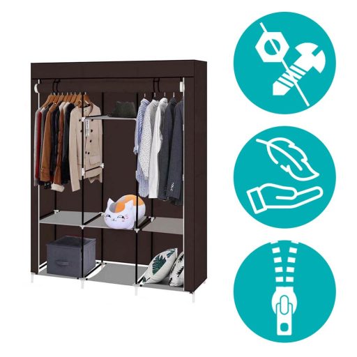 Mobilný šatník 130x45x170 cm- Hnedý
