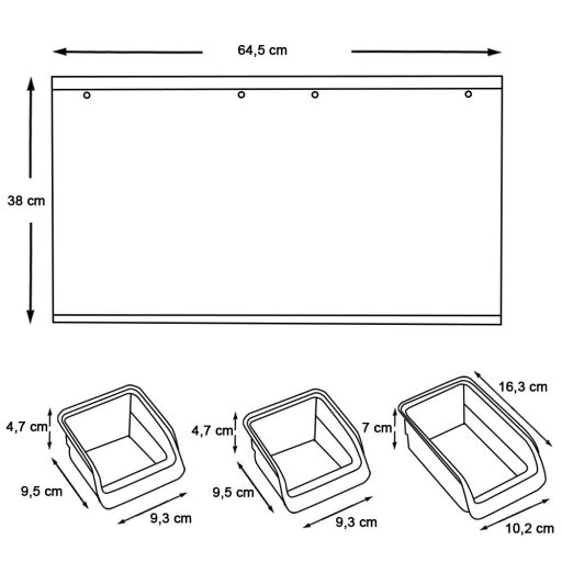 Nástenný organizér na náradie a skrutky- 2 typy