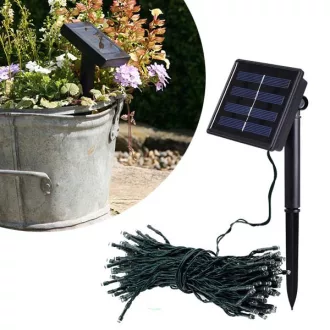   Solárna záhradná svietiaca reťaz 100 LED, teplé biele svetlo, 20 m