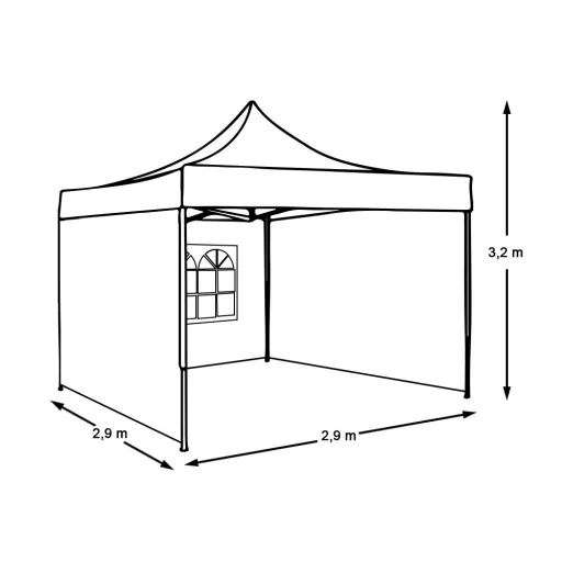 Záhradný pavilón-modrý+bočné steny+prenosná taška-2,9x2,9 m