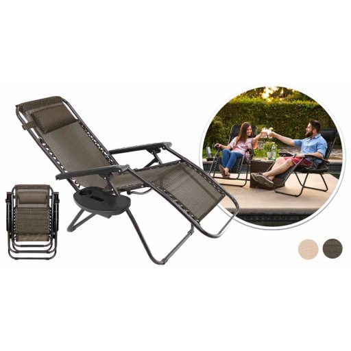 Záhradné ležadlo zero gravity s držiakom na pohár, 2 ks