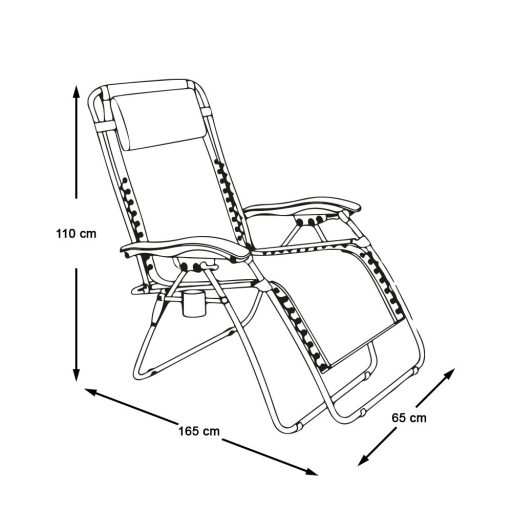 Záhradné ležadlo zero gravity s držiakom na pohár, 2 ks