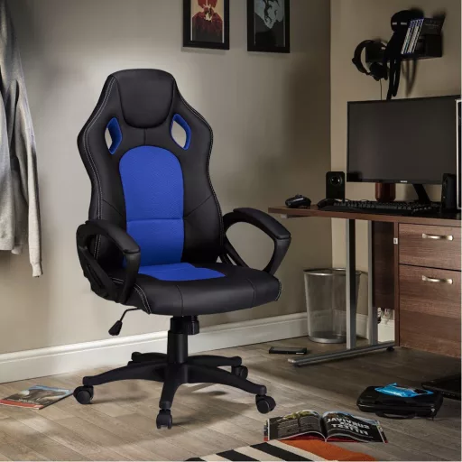 Gamer stolička Basic s farebnou opierkou, modrá 