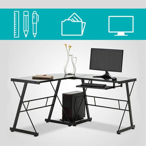 Písací stôl v tvare L- čierny