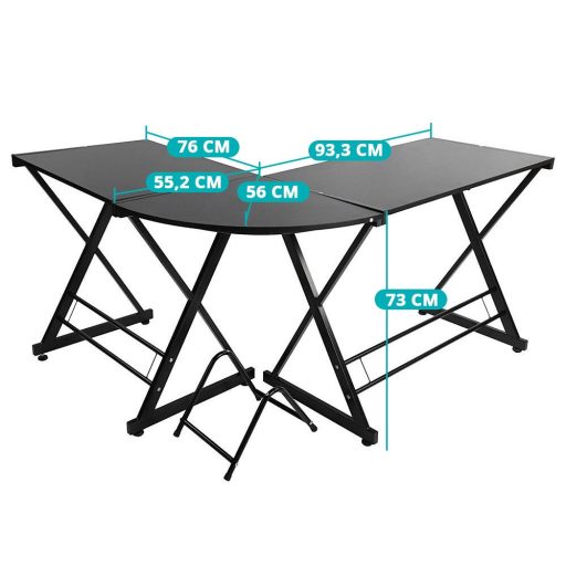 Písací stôl v tvare L- čierny