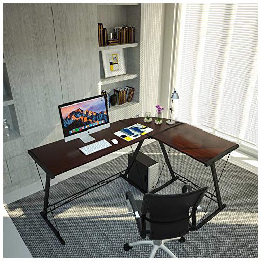 Písací stôl v tvare L- tmavohnedý