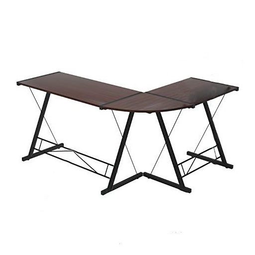 Písací stôl v tvare L- tmavohnedý