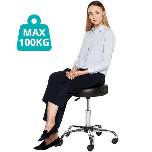 Kozmetická taburetka na kolieskach, výškovo nastaviteľná