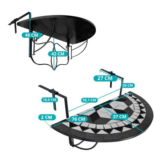 Závesný polkruhový stôl na balkón