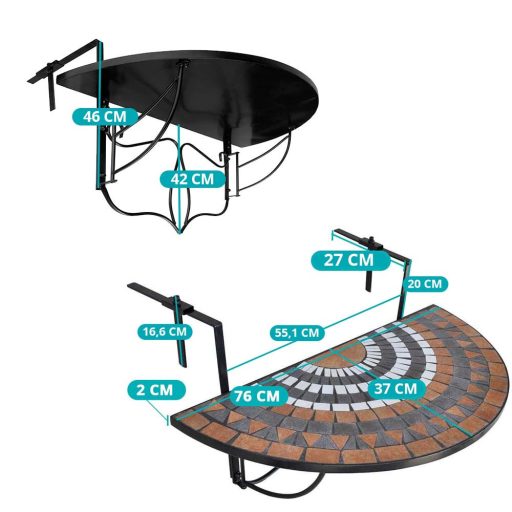 Závesný polkruhový stôl na balkón