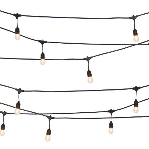 Vodeodolná svetelná dekoračná reťaz, 15 ks E27 LED žiaroviek, 14,6 m, teplá biela