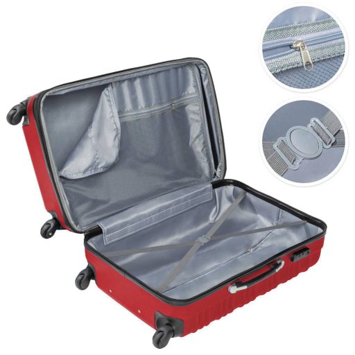 Sada 4 cestovných kufrov s tvrdým krytom, 4 rôzne farby-červená