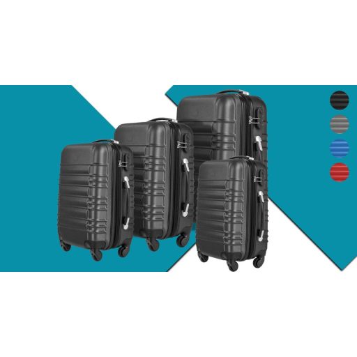 Sada 4 cestovných kufrov s tvrdým krytom, 4 rôzne farby-modrá