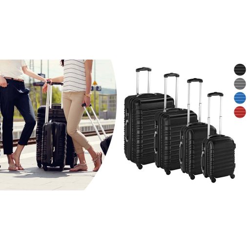 Sada 4 cestovných kufrov s tvrdým krytom, 4 rôzne farby