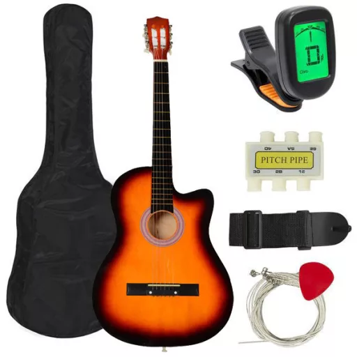 Akustický gitarový set pre začiatočníkov s ladičkou navyše, 2 farebné prevedenia