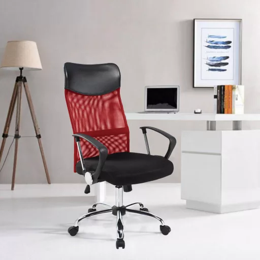 Ergonomické kancelárske kreslo s vysokou opierkou,  3 rôzne farby- červené