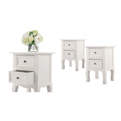 Set 2 nočných stolíkov, biely