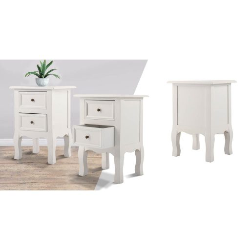 Set 2 nočných stolíkov, biely