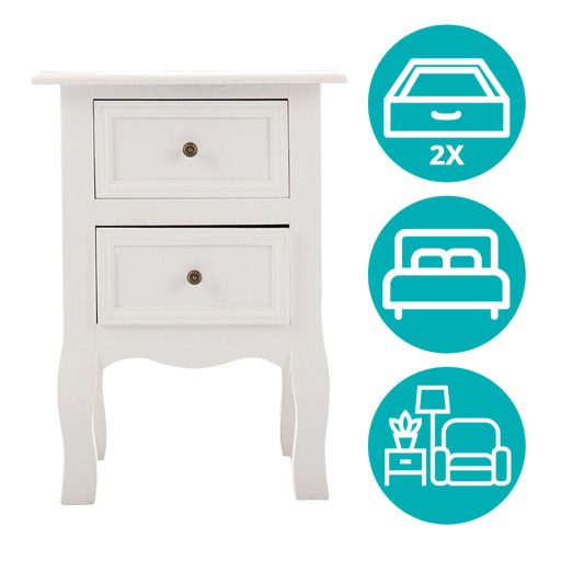 Set 2 nočných stolíkov, biely