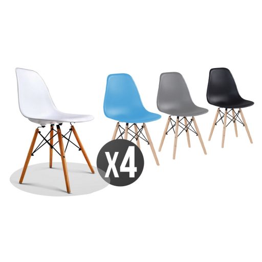 Moderné jedálenské stoličky, 4 ks, 4 rôzne farby