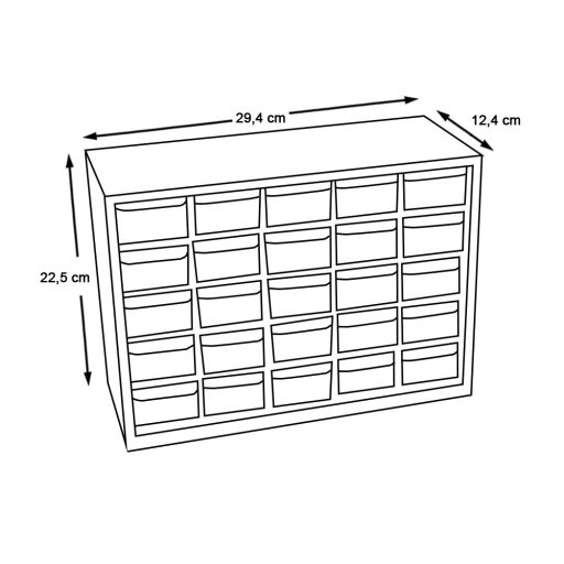 Zásuvková úložná skrinka na náradie, 25 priehradiek