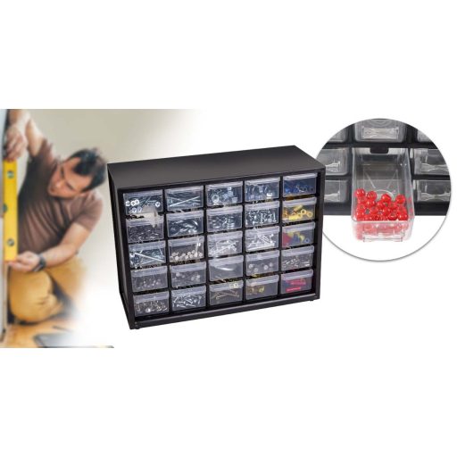 Zásuvková úložná skrinka na náradie, 25 priehradiek