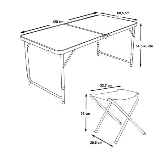 Kempingový stôl so 4 stoličkami