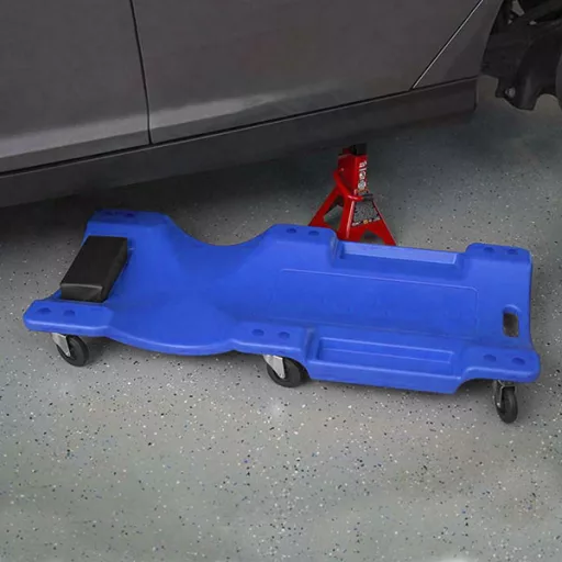 Plastové montážne lehátko, modré