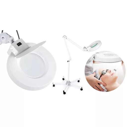 Kozmetická lampa s lupou a stojanom