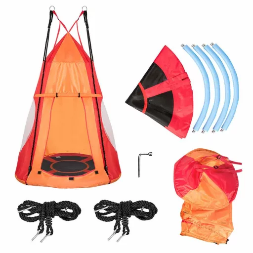 Hojdací kruh bocianie hniezdo, so stanom, 110 cm, červený
