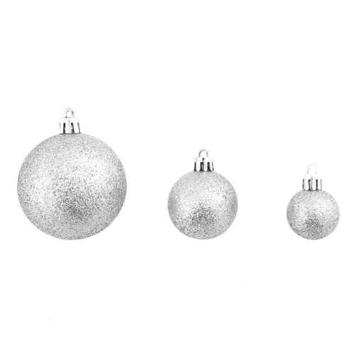 Sada 112 ks ozdôb na vianočný stromček, rôzne farby, strieborná