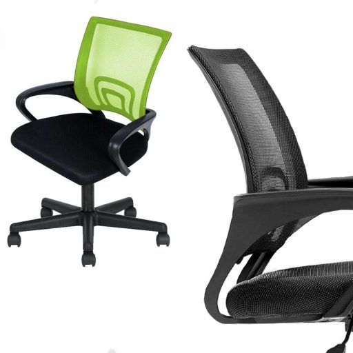 Kancelárska otočná stolička s podrúčkami v rôznych farbách, zelená