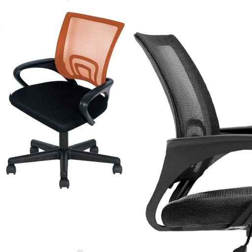 Kancelárska otočná stolička s podrúčkami v rôznych farbách, oranžová