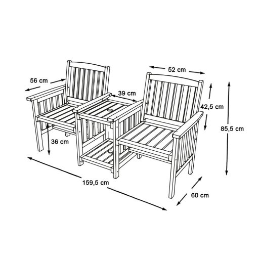 Drevená záhradná súprava pre dvoch