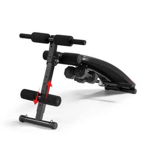 Posilňovacia lavica s gumovými lanami a činkami