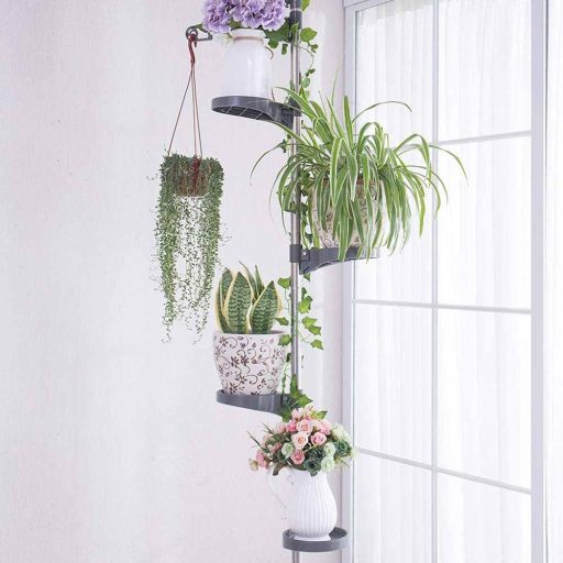 Teleskopický stojan na kvety, sivý