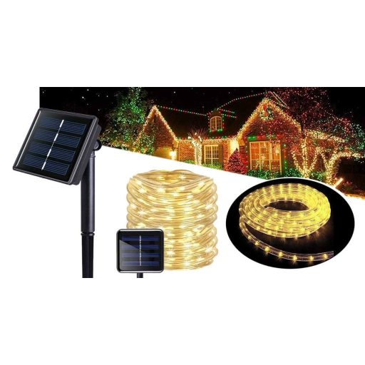 Solárna dekoračná svetelná reťaz, 10 m, teplá biela