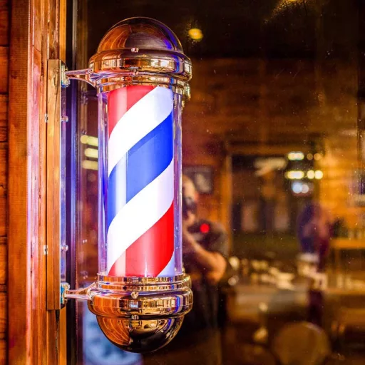 Svetelný pútač barber shop
