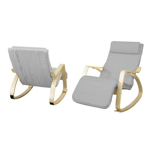 Hojdacie kreslo s nastaviteľnou opierkou na nohy, sivá