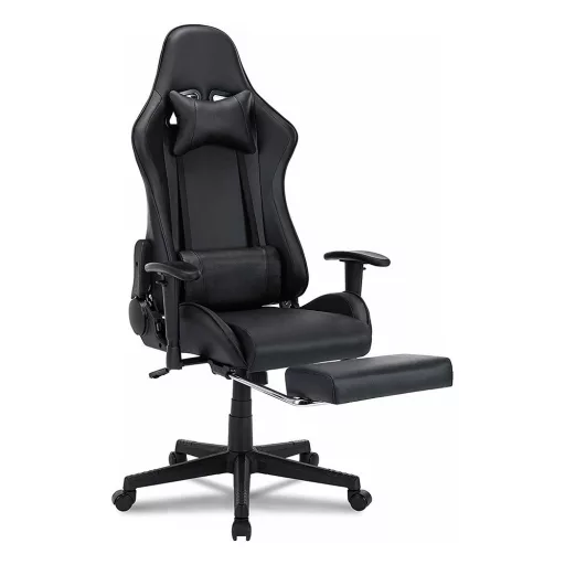 Gamer stolička s podnožkou, čierna