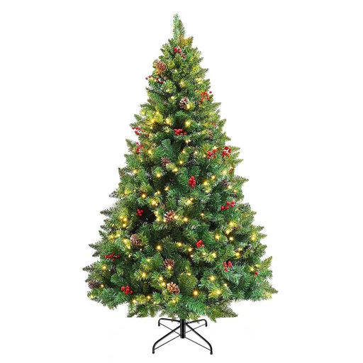 Vianočný stromček s LED diódami, rôzne typy, teplá biela, 320 LED- ov, 210 cm