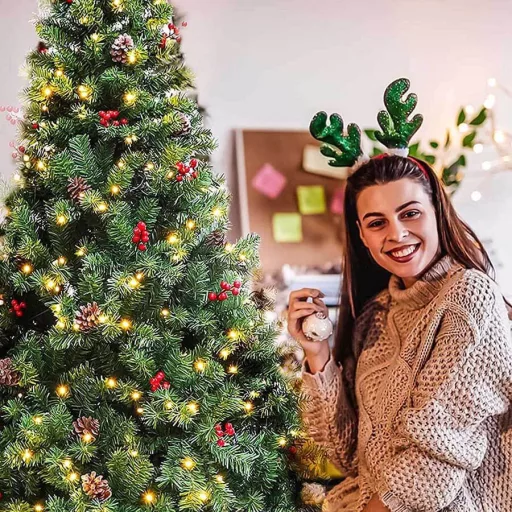Vianočný stromček s LED diódami, rôzne typy, teplá biela, 320 LED- ov, 210 cm
