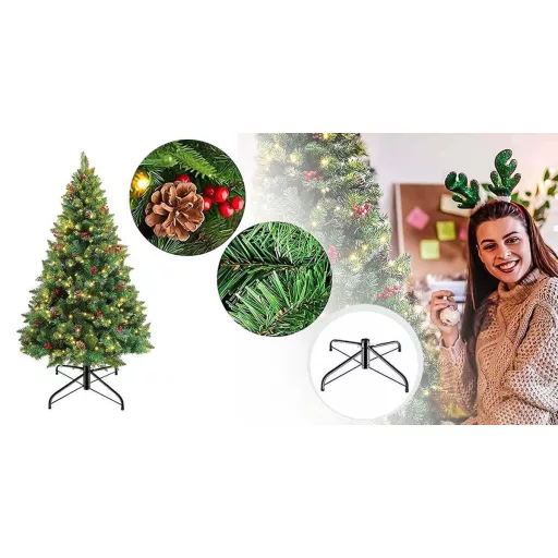 Vianočný stromček s LED diódami, rôzne typy, teplá biela, 320 LED- ov, 210 cm