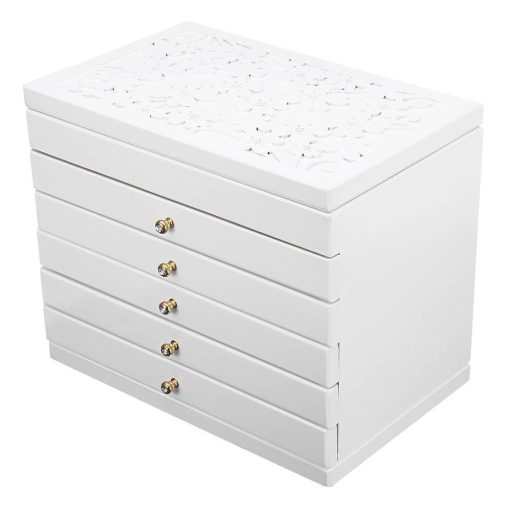 6- komorová šperkovnica, biela